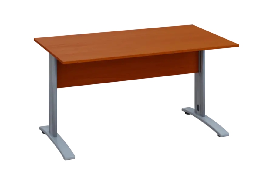 EPK 18 - 14 stůl kancelářský, kovová podnož stříbrná, deska 18 mm, široký 1400 mm, třešeň šumavská